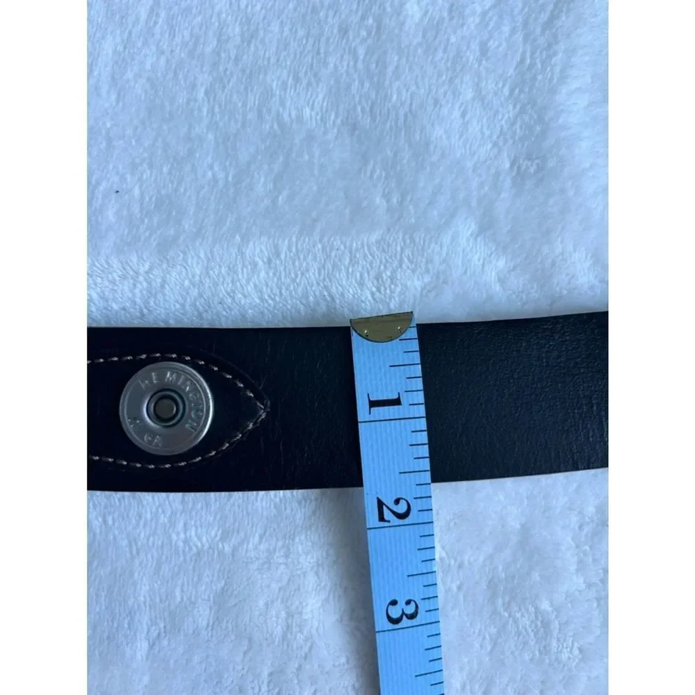 Remington 12 Gauge Shotgun Shell Black Leather Mens Belt Size 34